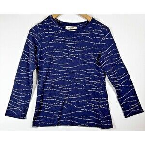 Nice Things Paloma S Anthropologie Top Womens Small Navy White French Script